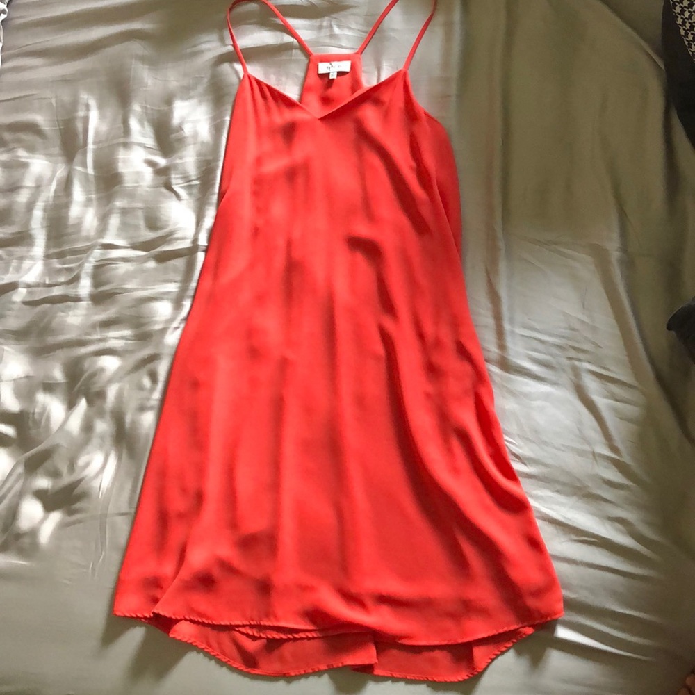 Coral knee-length slip dress